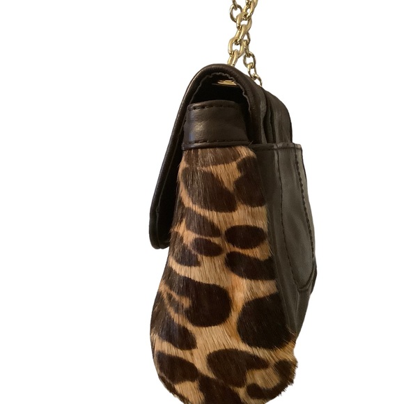 HYPO ALL LEATHER AND CALF HAIR HANDBAG WITH GOLD CHAIN. CROSSBODY - Picture 4 of 13